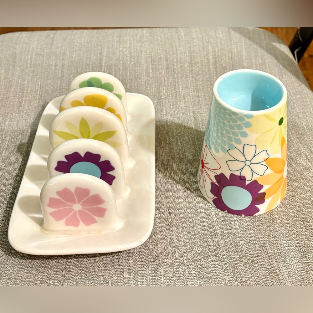Portmeirion Porcelain “Crazy Daisy” breakfast set purchased in Wales